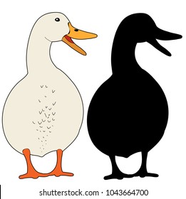 silhouette goose, duck, icon on white background