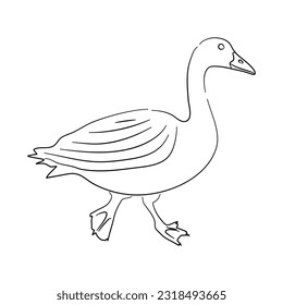 Silhouette of a Goose made in sketch style. Vector illustration.