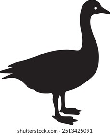 a silhouette of a goose standing in profile, facing to the right. The goose should have a long neck