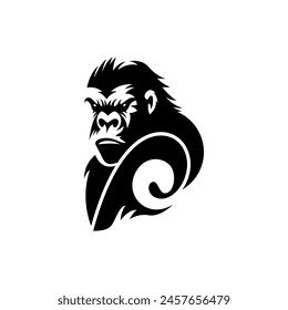 Silhouette gorilla logo design vector