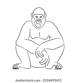 Silhouette of a gorilla made in sketch style. Vector illustration.