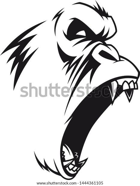 Silhouette Gorilla Open Mouth Vector Black Stock Vector (Royalty Free