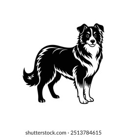 Silueta del diseño elegante del Clipart del Vector del perro del pastor australiano