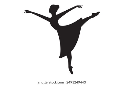 Silueta de una elegante bailarina bailarina de belleza niña que muestra elegancia y equilibrio.