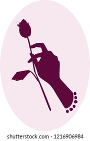 silhouette of a graceful female hand holding a rose flower
