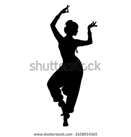 Silhouette of a graceful Indian classical dancer in a poised pose