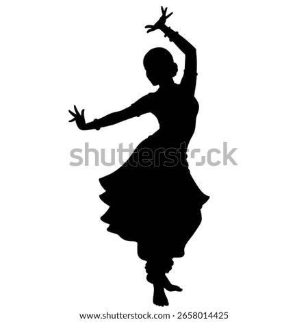 Silhouette of a graceful Indian classical dancer in a flowing pose