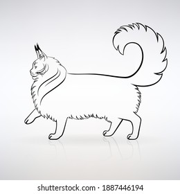 silhouette of a graceful Maine Coon cat side view on a light background