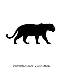 Silhouette: Graceful Panther Walking with Arched Tail