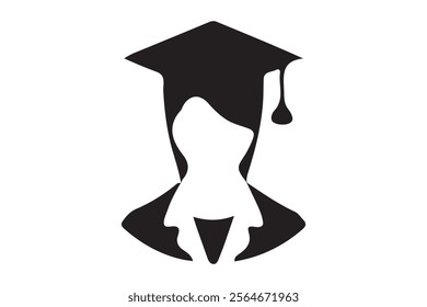 Silhouette of a Graduate with Cap and Gown.