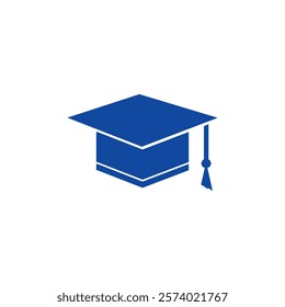 Silhouette of Graduation cap. Isolated on white background. Graduation hat which is a symbol of intelligence dan pendidikan. Element design of education in blue color