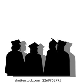 silhouette of graduation student on white background