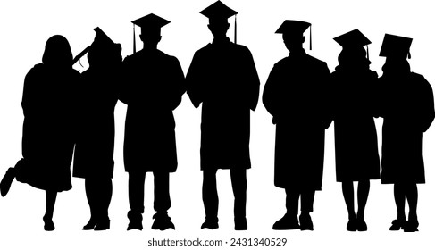 Silhouette of graduation student vector