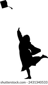 Silhouette of graduation student vector