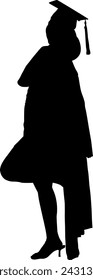 Silhouette of graduation student vector