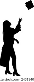Silhouette of graduation student vector
