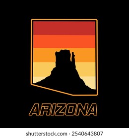 Silhouette of Grand Canyon in Arizona State with Sunset Scenery perfect for apparel, sticker, print, etc