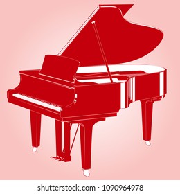 Silhouette Of A Grand Piano.Vector Illustration.
