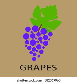 Silhouette of grapes on beige background.Vector illustration