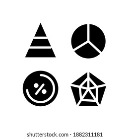 Silhouette graph and chart icons design isolated on white background