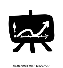 Silhouette graph statistics doodle icon. Hand drawn black sketch. Sign symbol. Decoration element. White background. Isolated. Flat design. Vector cartoon illustration.