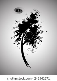 Silhouette graphic of a tree on a light background