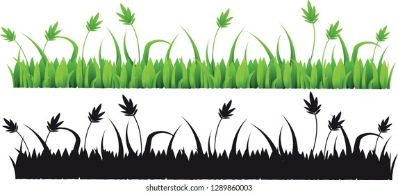 silhouette grass for design isolated on white background