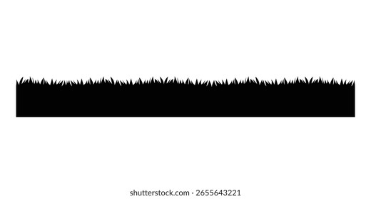 silhouette grass endless shape illustration, field seamless border,  grass landscape footer for decoration graphic vector