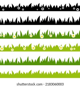 Silhouette grass. Flat vector illustration isolated on white background.