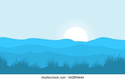 Silhouette of grass on hill backgrounds