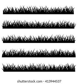 Silhouette of Grass Set Isolated on White Background. Vector