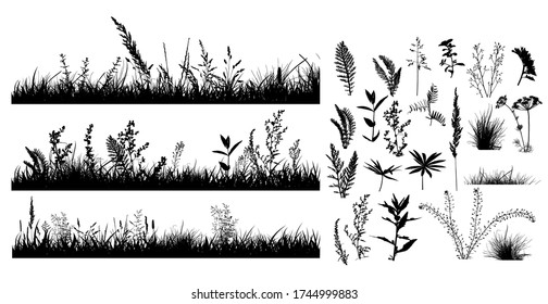 The silhouette of the grass set. Vector illustration