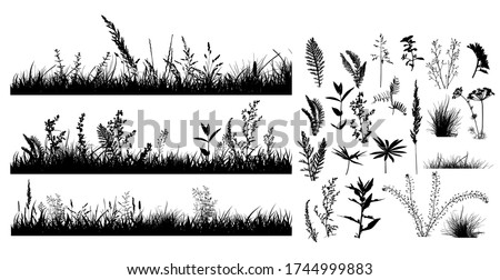 The silhouette of the grass set. Vector illustration