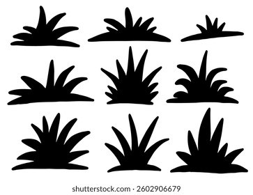 Silhouette grass vector design illustration isolated on white background. flat, simple and hand drawn design, icon, logo