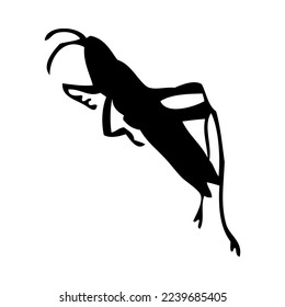 Silhouette of grasshopper. Grasshopper close-up detailed. Vector grasshopper icon on white background.
