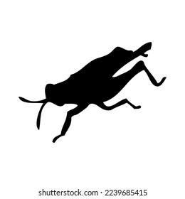 Silhouette of grasshopper. Grasshopper close-up detailed. Vector grasshopper icon on white background.