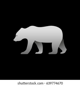 Silhouette Of A Gray Bear Standing. Bear Side View Profile.