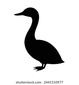silhouette of a grebe on white