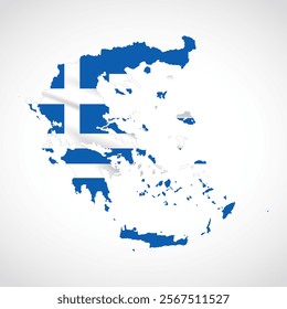 Silhouette of Greece map filled with the Greek flag design, symbolizing national pride, cultural heritage, and geographic identity.  
