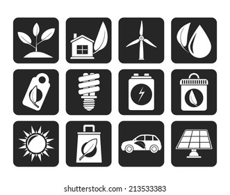Silhouette Green and Environment Icons - vector icon set