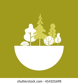 Silhouette Green Forest Logo Flat Vector Illustration