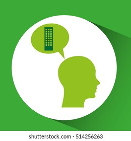 silhouette green head building vector illustration eps 10