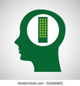 silhouette green head building vector illustration eps 10