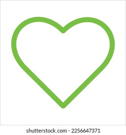 Silhouette of Green heart on white  background, vector illustration icon flat design. I love you symbol. Healt care concept sign. Love and romance sign. Environmental friendly,Vegan.Healthy lifestyle