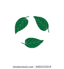 Silhouette green line art leaves eco icon on isolated background Elements of design for natural, vegan, bio labels. Ink hand drawn illustration, botanical vector isolated on white background