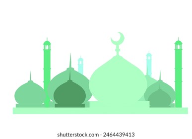 silhouette, green mosque building without background