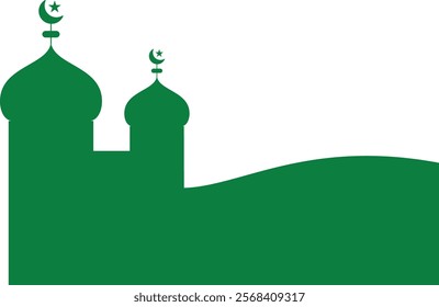 Silhouette of Green Mosque with Domes.Format EPS 10