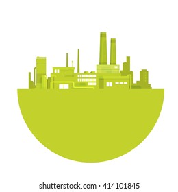 Silhouette Green Plant World Environment Day Factory Logo Flat Vector Illustration