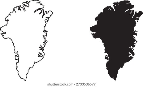 Silhouette of greenland map shape isolated on white background, illustration