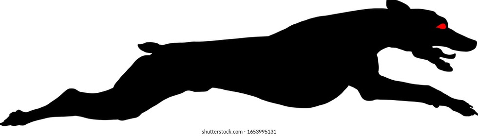 Silhouette of a greyhound dog sprinting away. Vector illustration.
